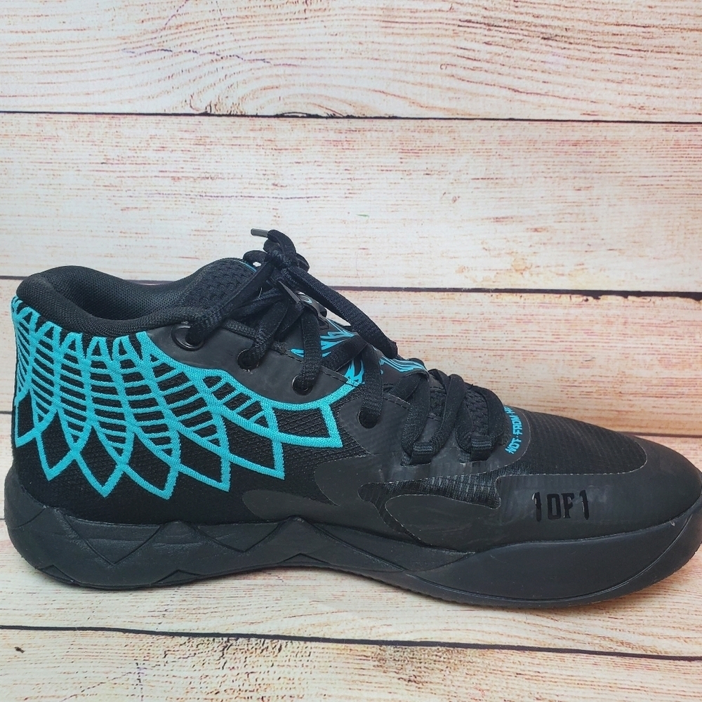 PUMA Mens Size 11.5 MB.01 Buzz City LaMelo Ball Black/Blue Atoll Basketball - Picture 11 of 16